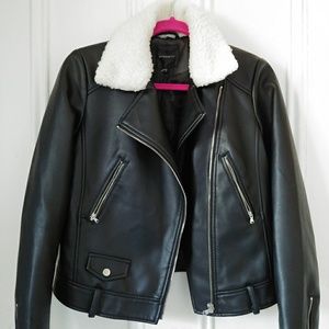 Shearling Faux Moto Jacket